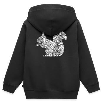Eichhörnchen Eichhörnchen Blumenmuster - Kinder Premium Organic Zip Hoodie - Schwarz - Hinten - AI Model Kid Male (0cm)