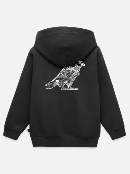 Goshawk Goshawk Blumenmuster - Kinder Premium Organic Zip Hoodie - Schwarz