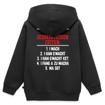 Die 5 Schwäbischen Zeiten - Kinder Premium Organic Zip Hoodie - Schwarz - Hinten - AI Model Kid Male (0cm)