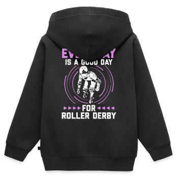 Roller derby - Sweat Premium à capuche zippé enfant bio - noir - Dos - AI Model Kid Male (0cm)