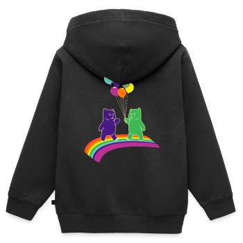 Kidcore Gummibärchen Luftballons Regenbogen Farben - Kinder Premium Organic Zip Hoodie - Schwarz - Hinten - AI Model Kid Male (0cm)