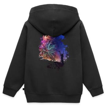 Feuerwerk - Kinder Premium Organic Zip Hoodie - Schwarz - Hinten - AI Model Kid Male (0cm)