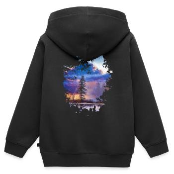 Baum - Kinder Premium Organic Zip Hoodie - Schwarz - Hinten - AI Model Kid Male (0cm)