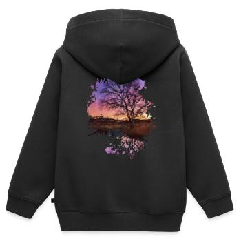 Sonnenuntergang - Kinder Premium Organic Zip Hoodie - Schwarz - Hinten - AI Model Kid Male (0cm)