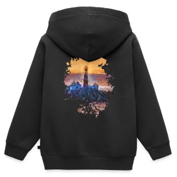Leuchtturm - Kinder Premium Organic Zip Hoodie - Schwarz - Hinten - AI Model Kid Male (0cm)
