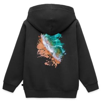 Strand - Kinder Premium Organic Zip Hoodie - Schwarz - Hinten - AI Model Kid Male (0cm)