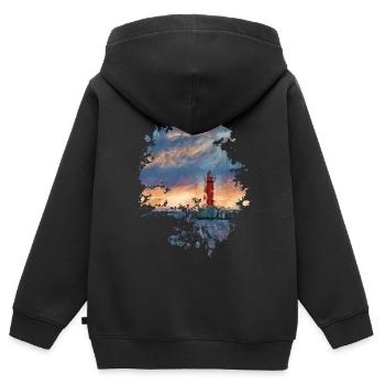 Leuchtturm - Kinder Premium Organic Zip Hoodie - Schwarz - Hinten - AI Model Kid Male (0cm)