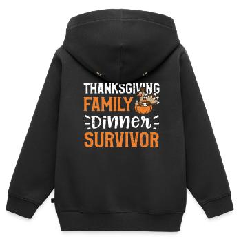 Thanksgiving Family Dinner Survivor - Kinder Premium Organic Zip Hoodie - Schwarz - Hinten - AI Model Kid Male (0cm)