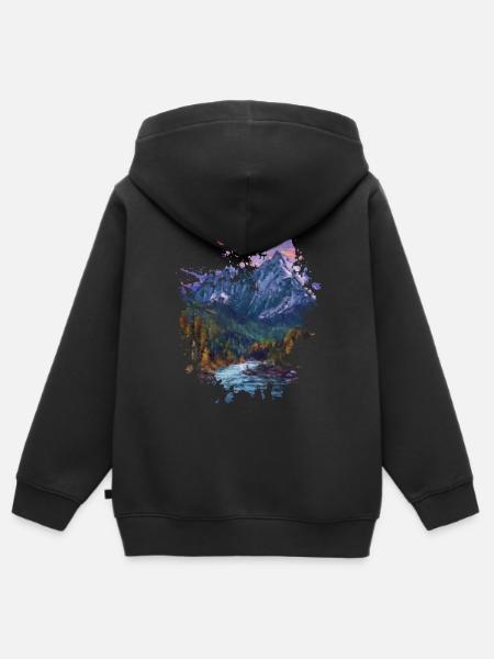 Berglandschaft - Kinder Premium Organic Zip Hoodie - Schwarz