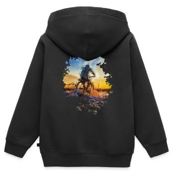 Fahrradfahren - Kinder Premium Organic Zip Hoodie - Schwarz - Hinten - AI Model Kid Male (0cm)