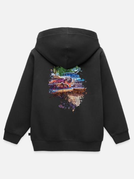 Oldtimer - Kinder Premium Organic Zip Hoodie - Schwarz