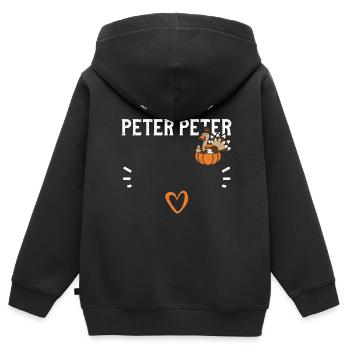 Peter Peter - Action de grâce - Sweat Premium à capuche zippé enfant bio - noir - Dos - AI Model Kid Male (0cm)
