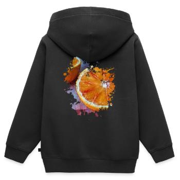 Orange - Kinder Premium Organic Zip Hoodie - Schwarz - Hinten - AI Model Kid Male (0cm)