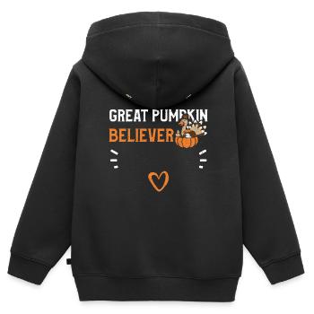Grand croyant à la citrouille - Sweat Premium à capuche zippé enfant bio - noir - Dos - AI Model Kid Male (0cm)