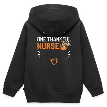 One Thankful Nurse - Thanksgiving - Kinder Premium Organic Zip Hoodie - Schwarz - Hinten - AI Model Kid Male (0cm)