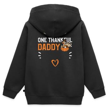 One Thankful Daddy - Thanksgiving - Kinder Premium Organic Zip Hoodie - Schwarz - Hinten - AI Model Kid Male (0cm)