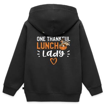 One Thankful Lunch Lady - Kinder Premium Organic Zip Hoodie - Schwarz - Hinten - AI Model Kid Male (0cm)