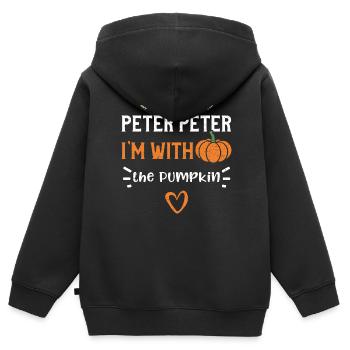 Peter Peter Je suis avec la citrouille - Sweat Premium à capuche zippé enfant bio - noir - Dos - AI Model Kid Male (0cm)