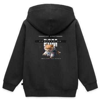 Pomeranian als Astronaut auf Accessoires - Kinder Premium Organic Zip Hoodie - Schwarz - Hinten - AI Model Kid Male (0cm)