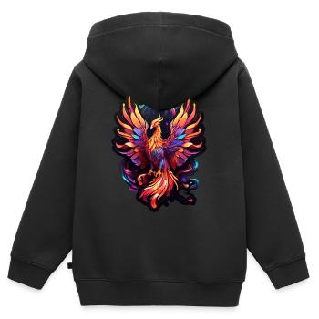 Phönix - Kinder Premium Organic Zip Hoodie - Schwarz - Hinten - AI Model Kid Male (0cm)