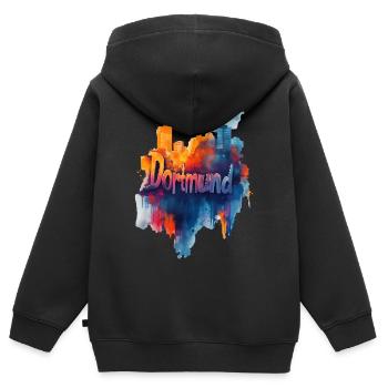 Dortmund - Kinder Premium Organic Zip Hoodie - Schwarz - Hinten - AI Model Kid Male (0cm)