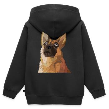 Geometric German Shepherd Dog Art - Kids Premium Organic Zip-up Hoodie - black - Back - AI Model Kid Male (0cm)