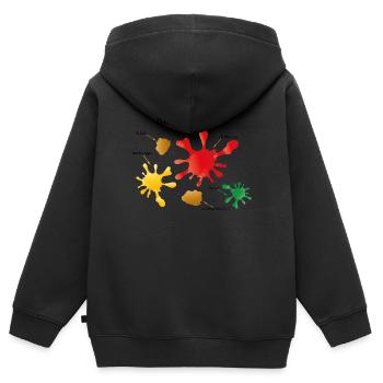 T-Shirt Flecken Essenslandkarte - Kinder Premium Organic Zip Hoodie - Schwarz - Hinten - AI Model Kid Male (0cm)