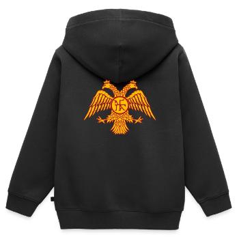 Religion orthodoxe christ jésus faucon motif t-shirt - Sweat Premium à capuche zippé enfant bio - noir - Dos - AI Model Kid Male (0cm)