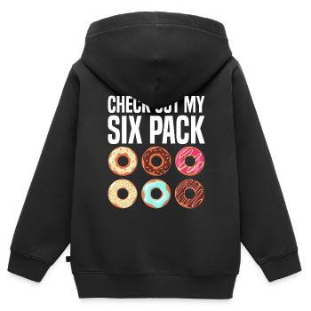 Six pack de beignets - Sweat Premium à capuche zippé enfant bio - noir - Dos - AI Model Kid Male (0cm)