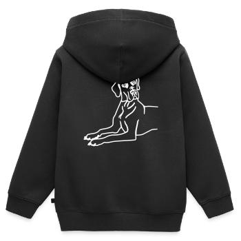Dogge - Kinder Premium Organic Zip Hoodie - Schwarz - Hinten - AI Model Kid Male (0cm)