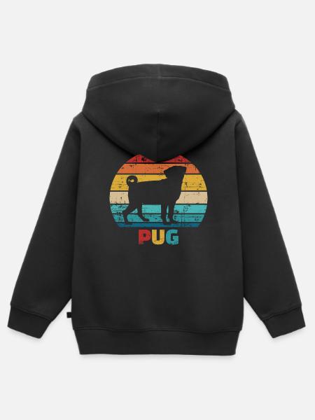 Mops - Kinder Premium Organic Zip Hoodie - Schwarz