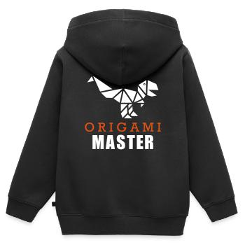 Origami - Kinder Premium Organic Zip Hoodie - Schwarz - Hinten - AI Model Kid Male (0cm)