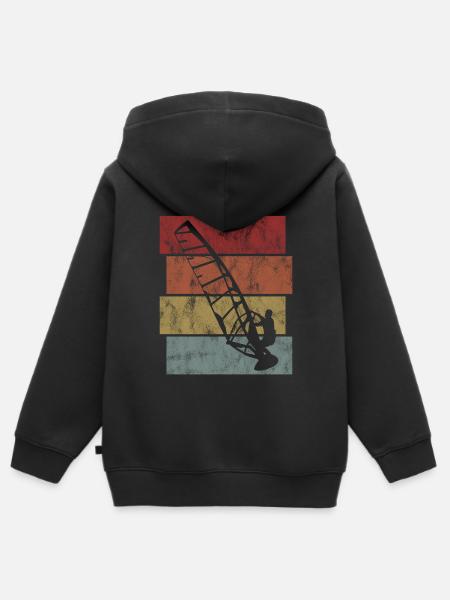 Windsurfer Surfing Retro Windsurfing Windsurfing - Kids Premium Organic Zip-up Hoodie - black