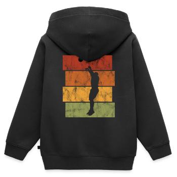 Basket basket basketteur basketteur - Sweat Premium à capuche zippé enfant bio - noir - Dos - AI Model Kid Male (0cm)