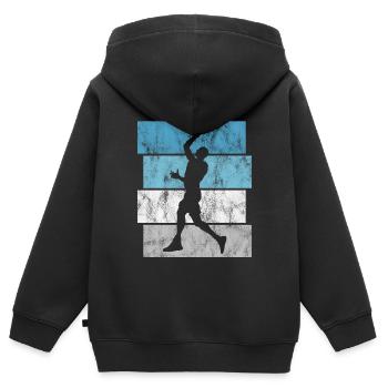 Basket basket basketteur basketteur - Sweat Premium à capuche zippé enfant bio - noir - Dos - AI Model Kid Male (0cm)