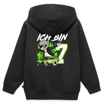 Geburtstag Rennfahrer 7 Jahre alt Rennwagen - Kinder Premium Organic Zip Hoodie - Schwarz - Hinten - AI Model Kid Male (0cm)
