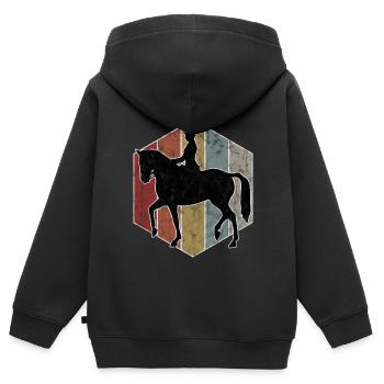 Dressurreiten Dressurreiter Reiten Reiter Pferd - Kinder Premium Organic Zip Hoodie - Schwarz - Hinten - AI Model Kid Male (0cm)