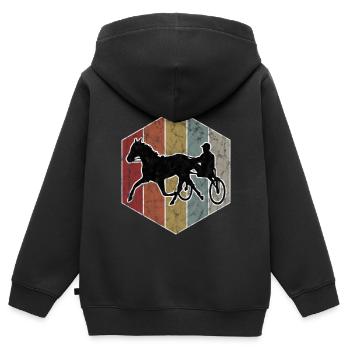 Trotter courses de trot dans un style rétro ou vintage - Sweat Premium à capuche zippé enfant bio - noir - Dos - AI Model Kid Male (0cm)