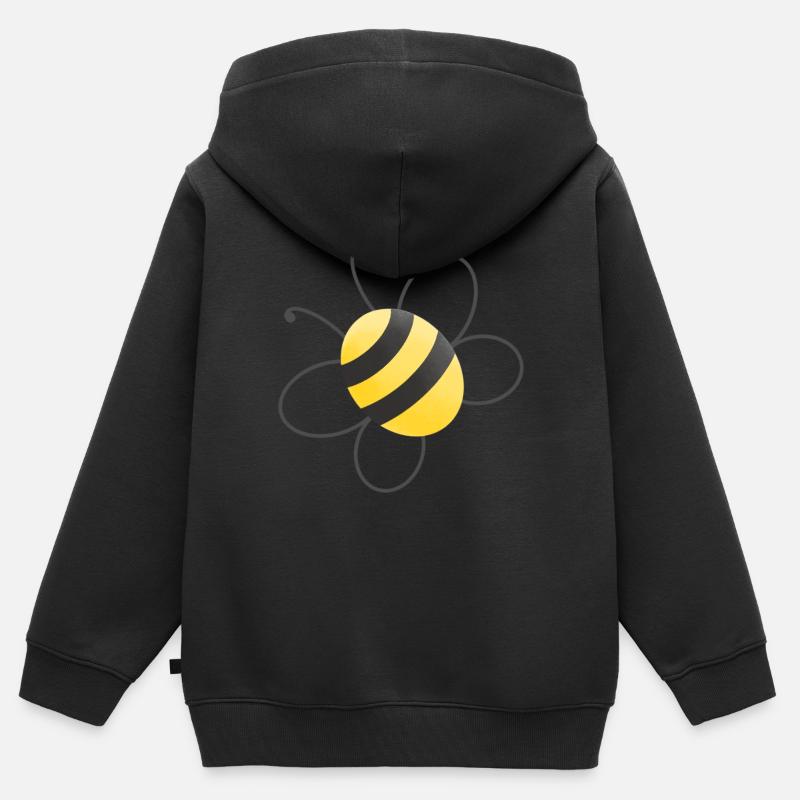 Abeille - Sweat Premium à capuche zippé enfant bio - noir