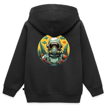 Diving helmet with fish on the bottom of the sea - Kids Premium Organic Zip-up Hoodie - black - Back - AI Model Kid Male (0cm)