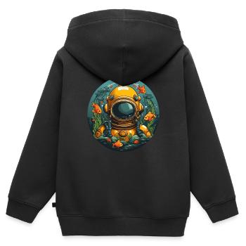Diving helmet with fish on the bottom of the sea - Kids Premium Organic Zip-up Hoodie - black - Back - AI Model Kid Male (0cm)