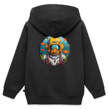 Diving helmet with fish on the bottom of the sea - Kids Premium Organic Zip-up Hoodie - black - Back - AI Model Kid Male (0cm)
