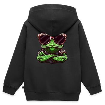 Grenouille cool avec lunettes de soleil videur animal desi - Sweat Premium à capuche zippé enfant bio - noir - Dos - AI Model Kid Male (0cm)