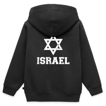 Israel - Kinder Premium Organic Zip Hoodie - Schwarz - Hinten - AI Model Kid Male (0cm)