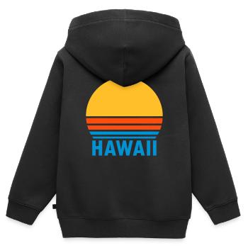Hawaii (geteilte Sonne) - Kinder Premium Organic Zip Hoodie - Schwarz - Hinten - AI Model Kid Male (0cm)