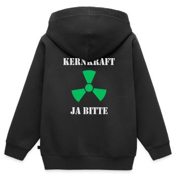 Kernkraft, Ja bitte - Kinder Premium Organic Zip Hoodie - Schwarz - Hinten - AI Model Kid Male (0cm)