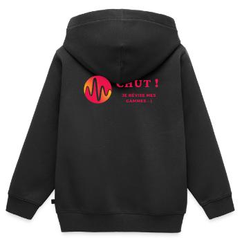 Chut je révise mes gammes - Sweat Premium à capuche zippé enfant bio - noir - Dos - AI Model Kid Male (0cm)