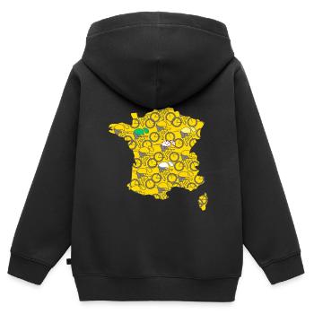 vélo vélos velo velos france cycliste sport tour - Sweat Premium à capuche zippé enfant bio - noir - Dos - AI Model Kid Male (0cm)