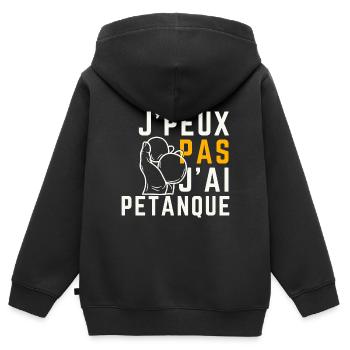 Ich kann kein Pétanque haben - Kinder Premium Organic Zip Hoodie - Schwarz - Hinten - AI Model Kid Male (0cm)