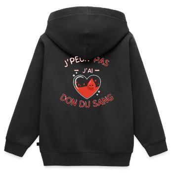 Ich kann nicht, ich kann kein Blut spenden - Kinder Premium Organic Zip Hoodie - Schwarz - Hinten - AI Model Kid Male (0cm)